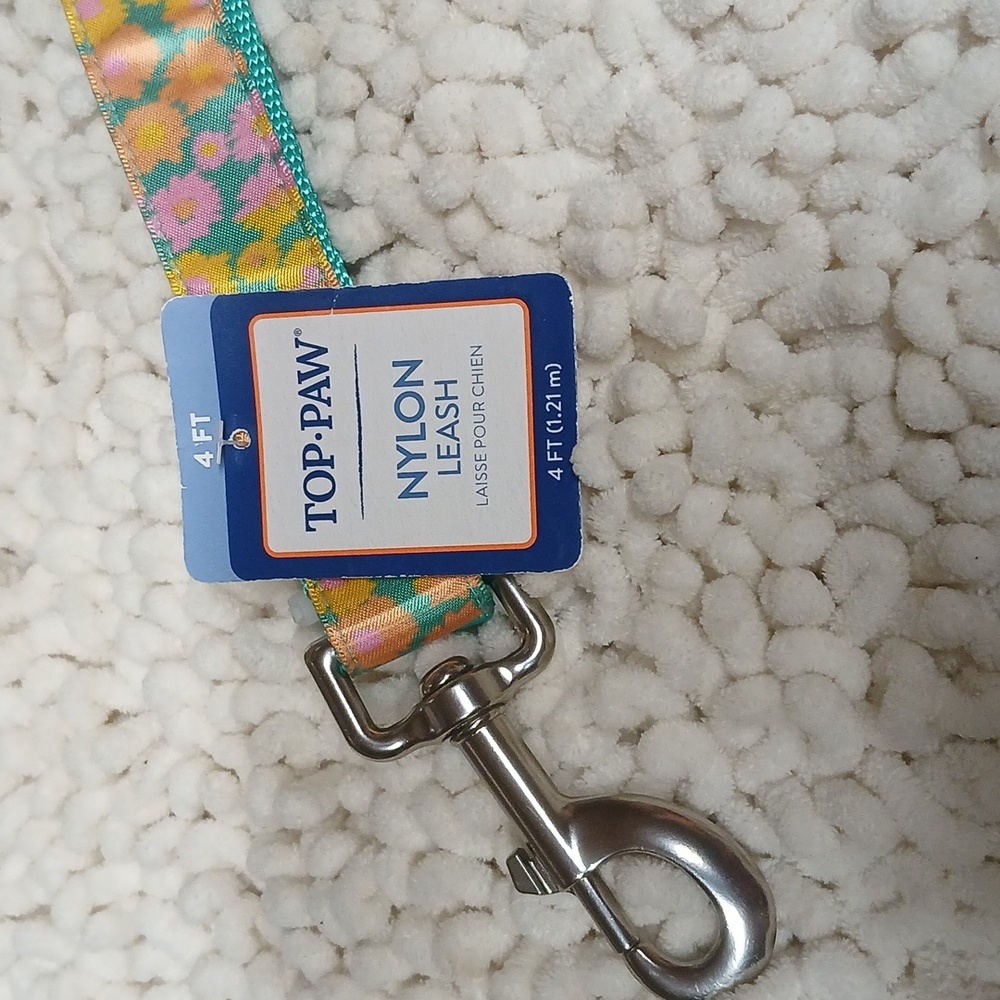 NWT Top Paw Teal & Pink Floral Dog Leash